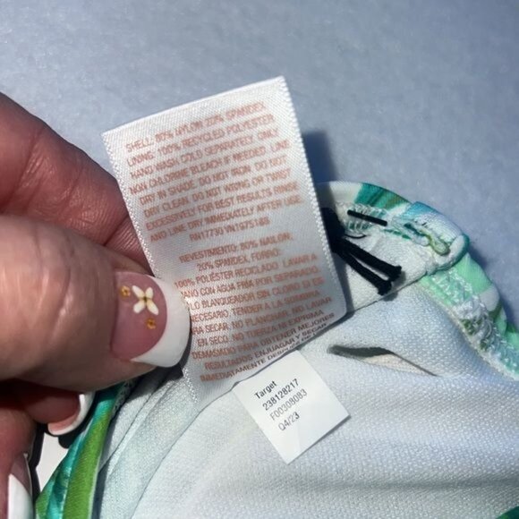 Shade & Shore Tropical Green and White Bikini Top Womens Size 32B NWT - Picture 6 of 6